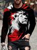 Vintage Lion T Shirt Men 3D Print Lion Graphic T Shirts Men Long Sleeve T-Shirt Mens Clothing Casual Loose Men's Clothing Tops