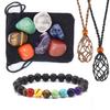 Crystal Quartz for Raw Net Pocket Pendant Crystal Bracelet Necklace Healing Stone Reiki Hangings Craft with Weave Rope