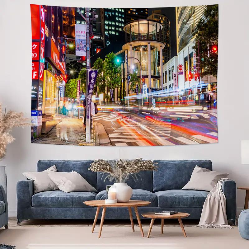 Modern Urban Night View Tapestry Prime Choice for Bedroom  Living Room Art Decoration