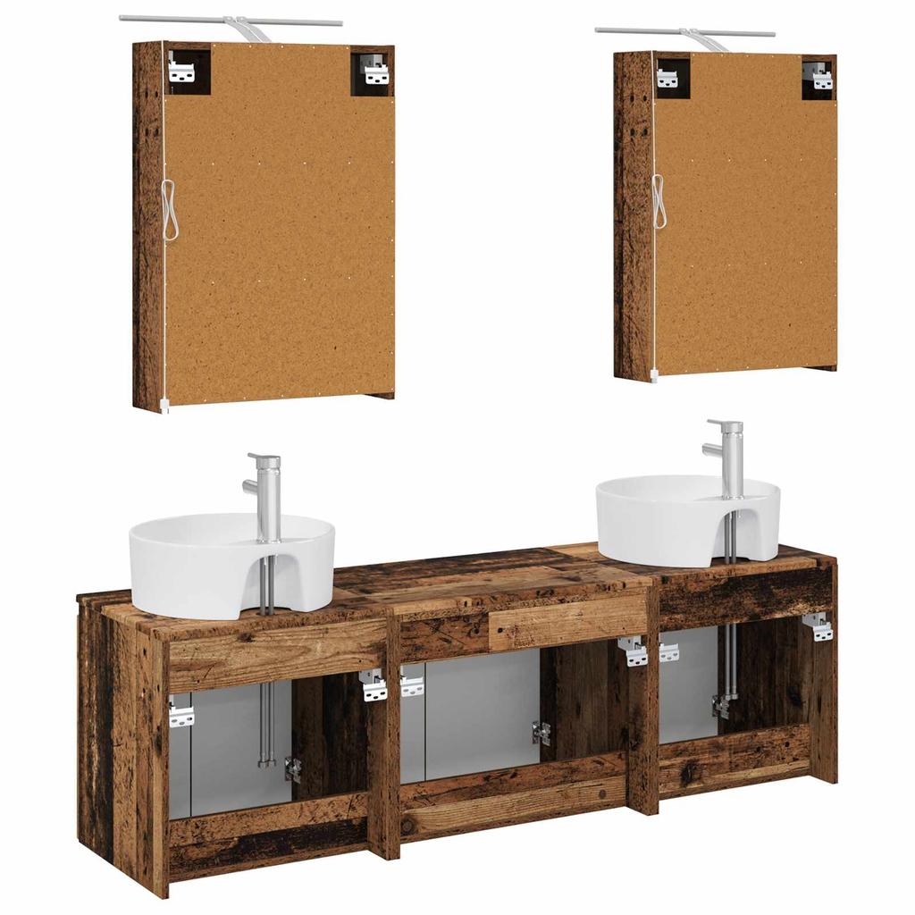 Bathroom Cabinet Set 5 pcs Reclaimed Wood Particleboard