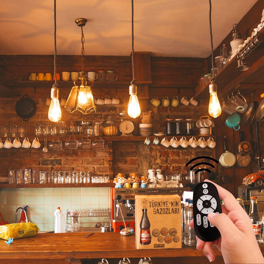 LVWIT 60W Equivalent Filament Bulb, E26 Base, LED Bulb, 600LM, Dimmable, Color Adjustable, Remote Control Included, Brown, 6W Power Consumption,