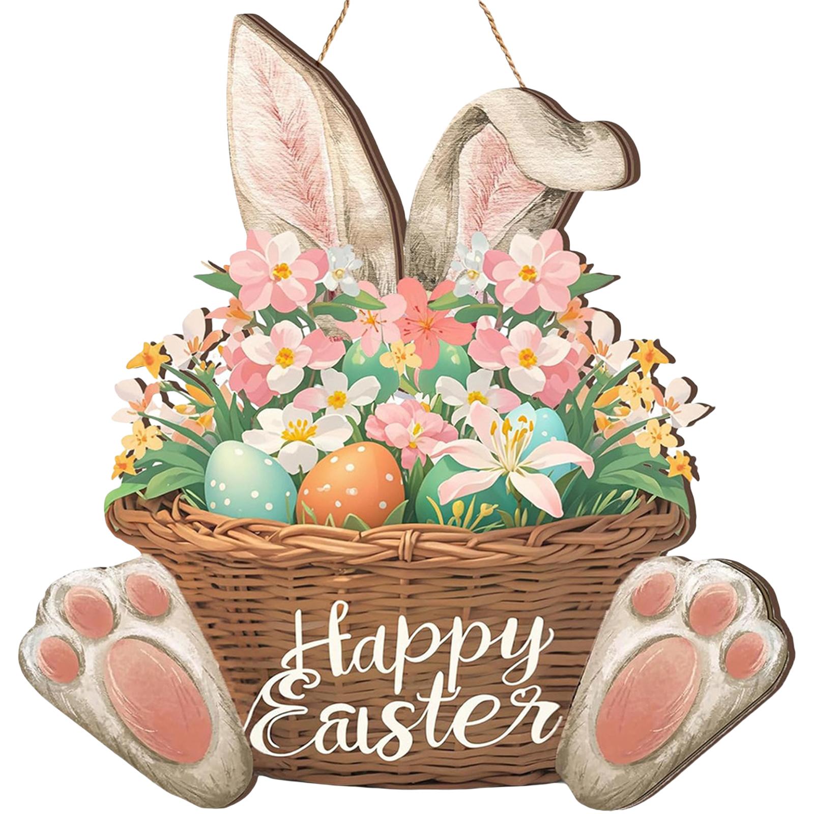 

Easter Door Hanging Sign Multi-Purpose Welcome Decorations Wreath Cute Wooden Door Sign for Tree Doors Wall Party Supplies