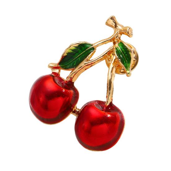 Oil Dripping Fruit Brooch Alloy Cherry Strawberry Banana Pomegranate Lapel Pin Sweater Cardigan Coat Business Suit Women Clothing Accessories