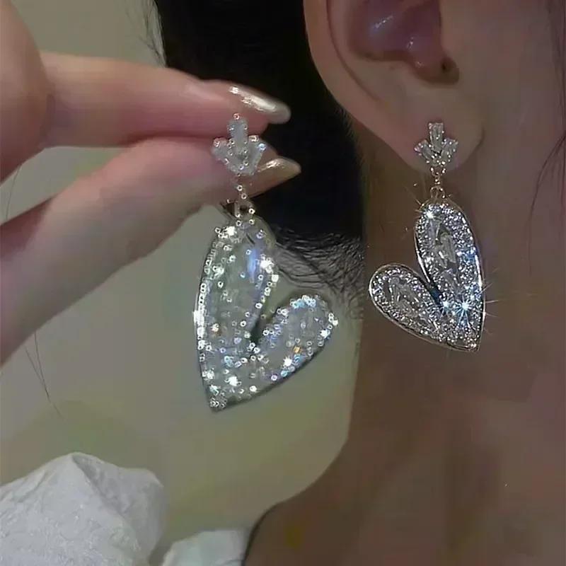 Geometric Square White Crystal Pendant Earrings For Women Fashionable Personalized Daily Accessory Party Jewelry Birthday Gifts