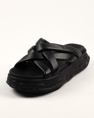 Platform Slippers V.I.konty 205 36 Black Leather