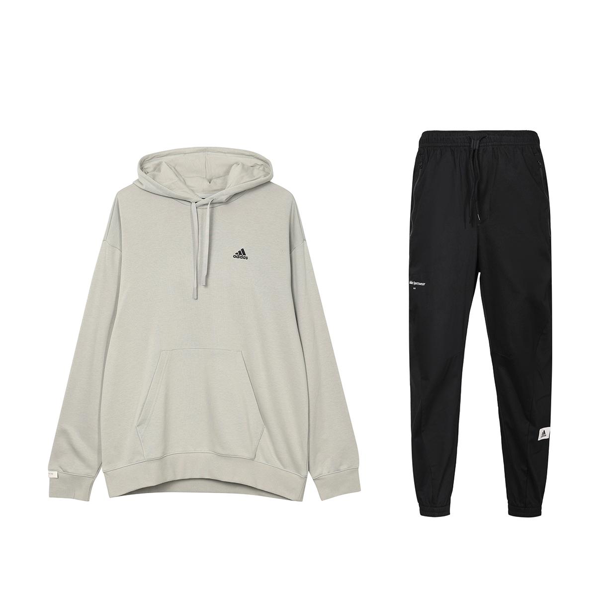 

Adidas Hooded Pullover Long Sleeve Solid Color Mid Waist Sweatpants Set Men Sweatpants Set IV7596+IP4989 XS