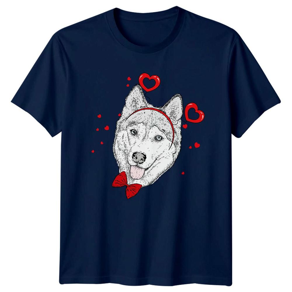 Husky Dog With Hearts Animal Unisexs TShirt Unisexs Graphic Tee Unisex Top