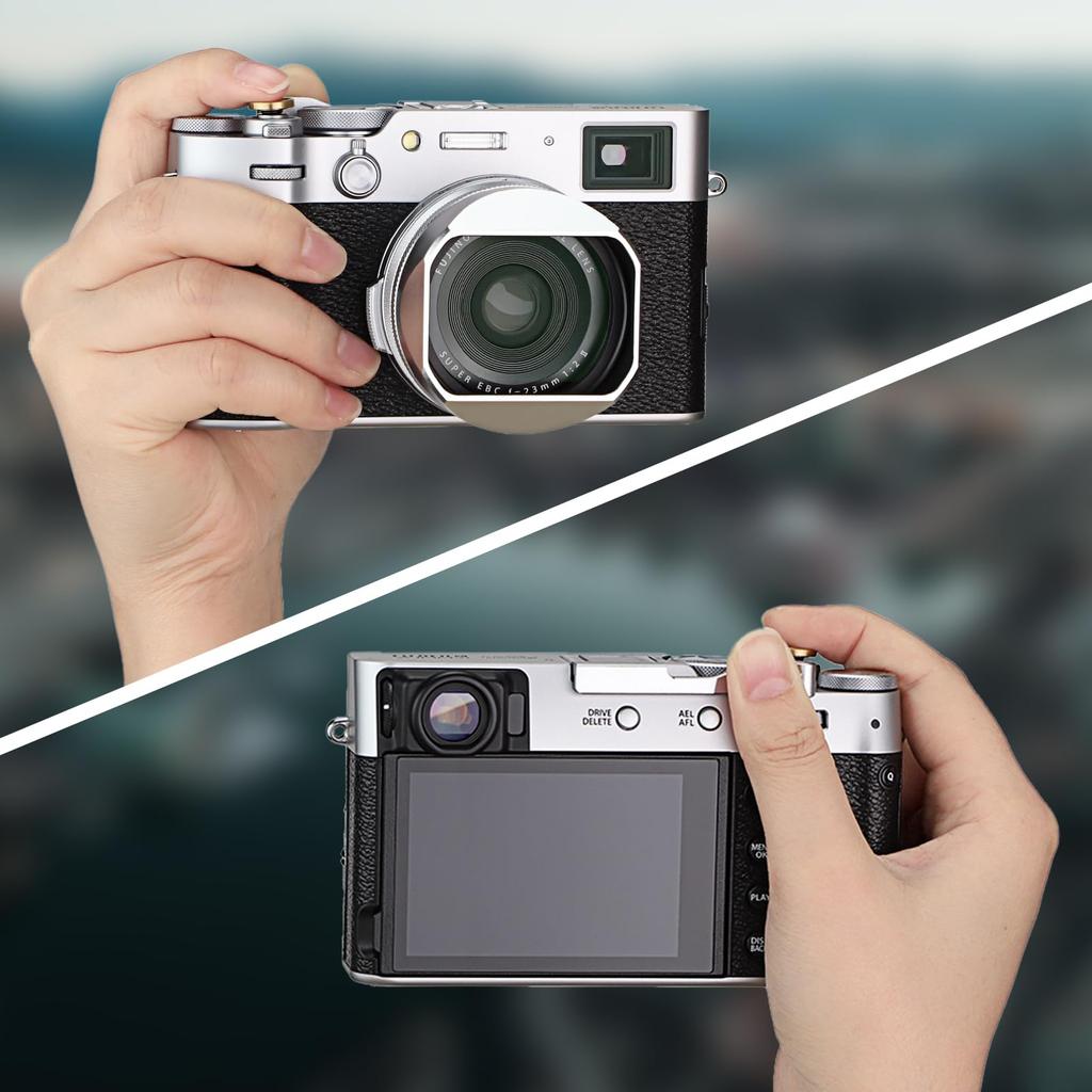 Haoge Metal Hot Shoe Rest Hand Grip for Fujifilm X100VI and X100V Silver THB-X2S Thumb-Up Cameras,