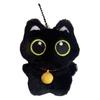 Adorable Plush Black Kitten Keychain With Bells And Fish Toy Christmas Tree Ornament Gift For Kids Birthday Decorations