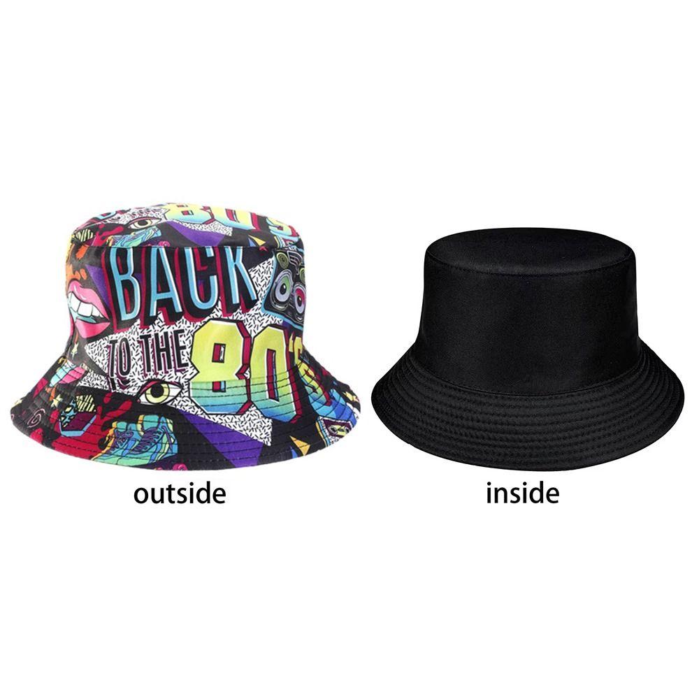 Quick Drying Sun Hat Retro Graffiti 80s 90s Fisherman Hat Fashion Reversible Bucket Hat Unisex