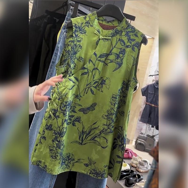 

Summer Women s Green Cross-Collar Vest - Chic & Casual XXL зелёный