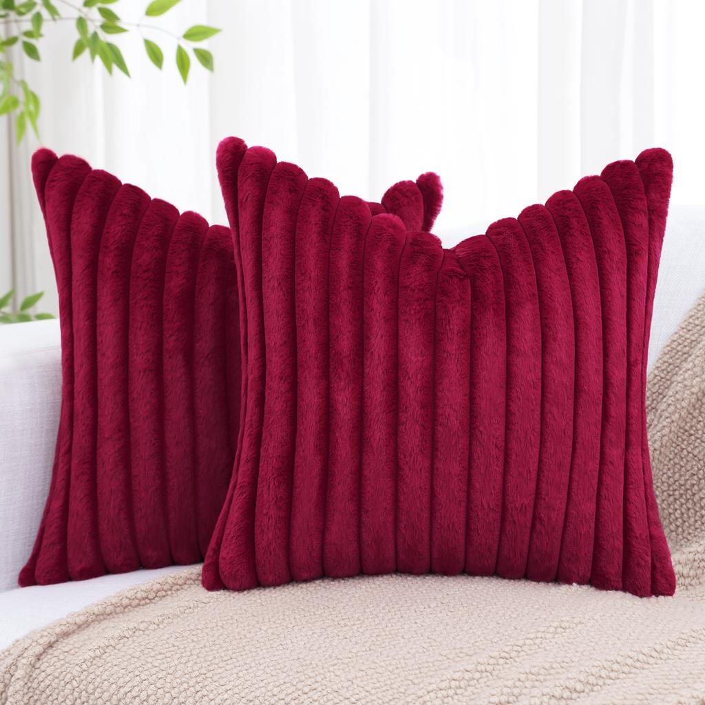 HAPIHAPPY New Faux Fur Throw Pillow Covers Winter Pillow Cover 18X18 Set of 2 Soft Plush Goose Down Pillowcase Fuzzy Home Pillow