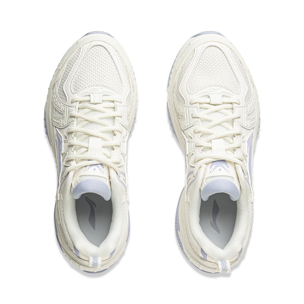 New LiNing Stargazing Shock Absorbers Slip Resistant Abrasion Resistant Low top Chunky Sneakers Women's Champagne White AGCV370-3