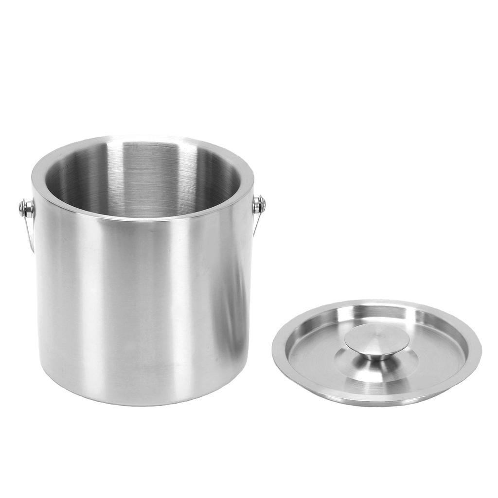 Ice Bucket with Lid 3L Stainless Steel Double Wall Insulated Ice Bucket Wine Drink Container Holder for Beer Cocktail