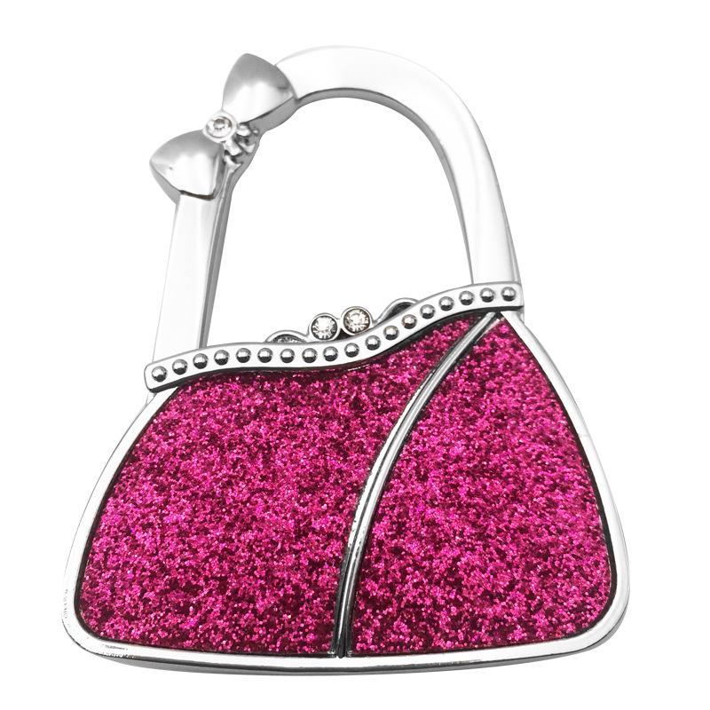 In Stock: New Style Dual-Diamond Folding Portable Metal Handbag Hook & Desktop Stand
