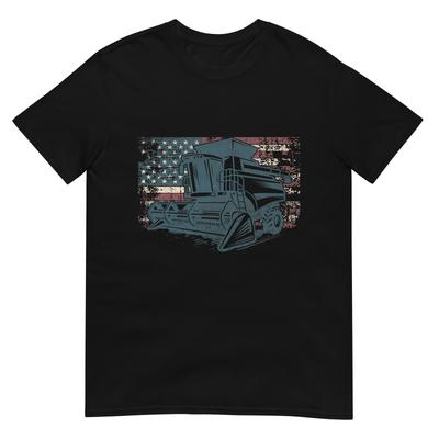 American Flag Combine Harvester Farming Patriotic Farmer TShirt
