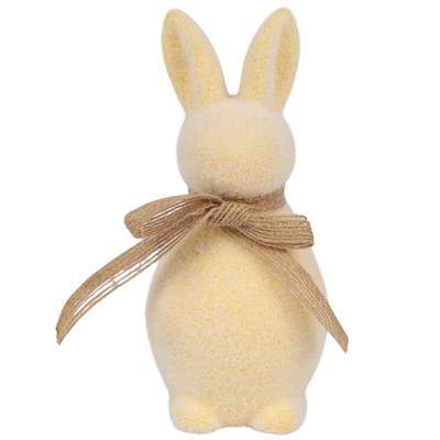 Easter Bunny Flocked Rabbit WITH Ribbon 15 CM