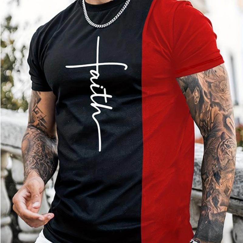 New Casual Summer Men s Short Sleeved T-shirt Fitness Sports Slim Fit Printed Round Neck Top S