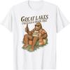Lake Life Bigfoot Drinking Great Lakes Unsalted Shark Free T-Shirt