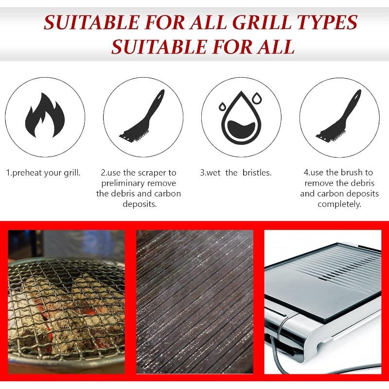 8-inch Grill Brush Stainless Steel Wire Super Cleaning Brush Wire Bristles for Barbecue Grill Brush Durable Cooking Tools
