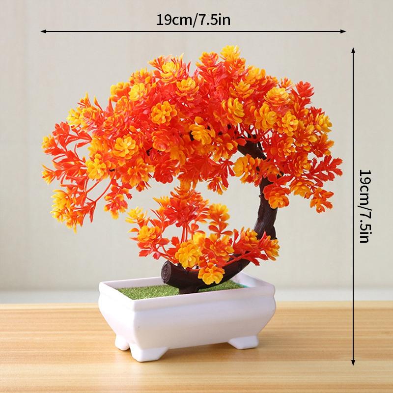 1pc Artificial Potted Bonsai Plants Garden Arrangement Ornaments Fake Plant Flowers Small Tree Pot Home Room Table Decor