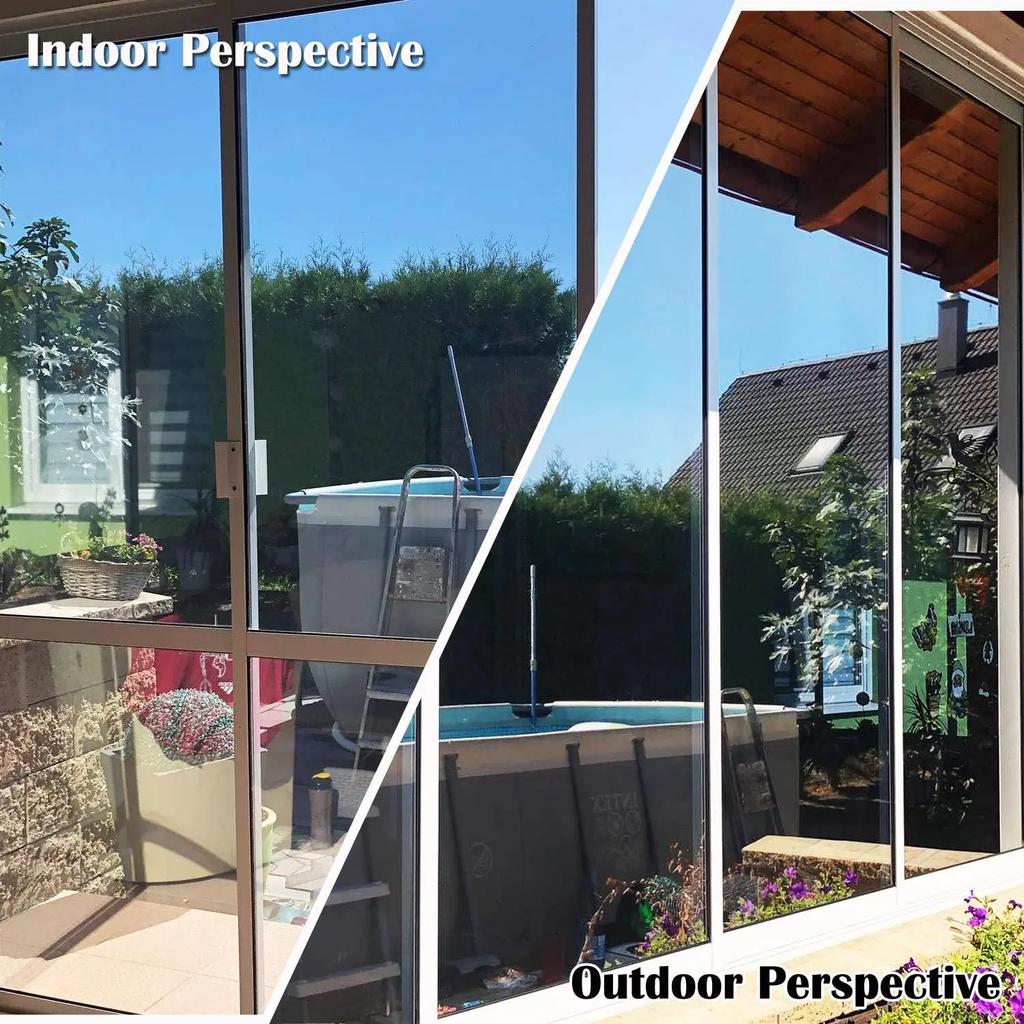 1pc One Way Window Privacy Tint Film Anti Look Mirror Self-adhesive Film Sun Blocking Anti UV Static Cling Stickers Home Decor
