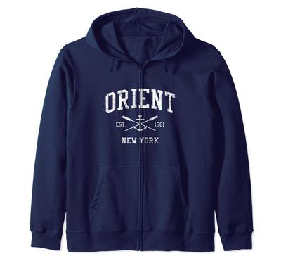 Orient NY Vintage Kreuz Paddel Boot Anker Sport Reißverschluss Hoodie &