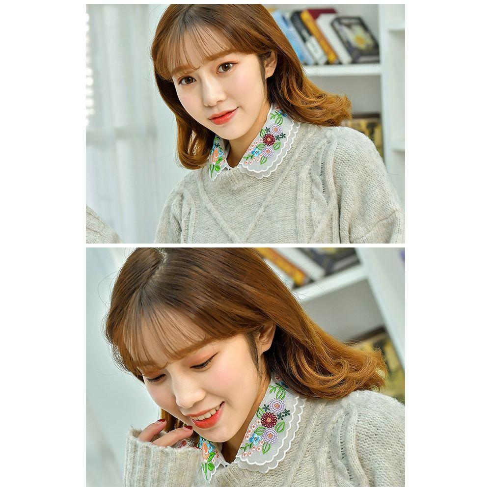 All-match Detachable Fake Shirt Collar Lapel Color Embroidered Women Fake Blouse Collar False Collar Button Shirt Clothing