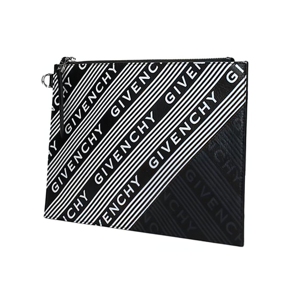 Givenchy Fashion Letter Print Zipper Leather Clutch Men clutch Black BB604GB0KT-001