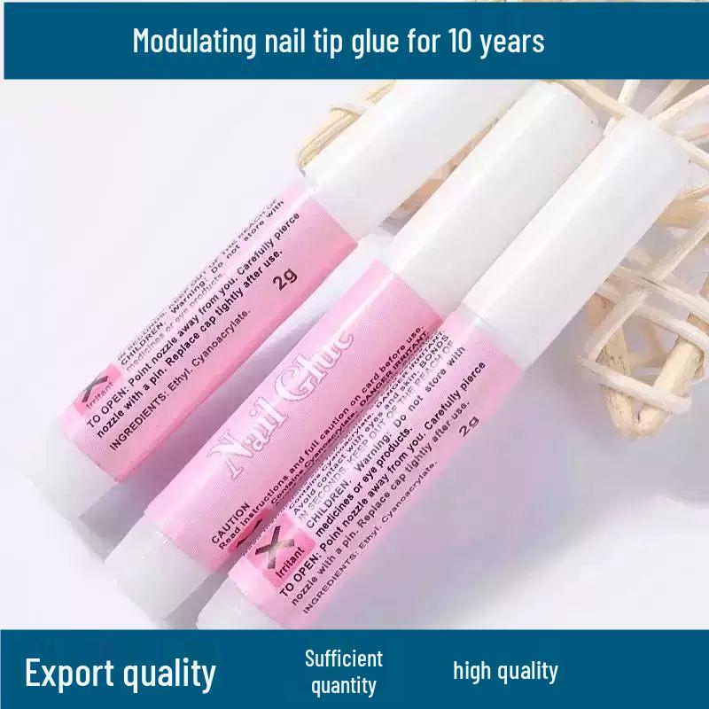 Taiwan Pink Nail Art Adhesive - 2g Wearable Glue for False Nails In Small Round Bottle