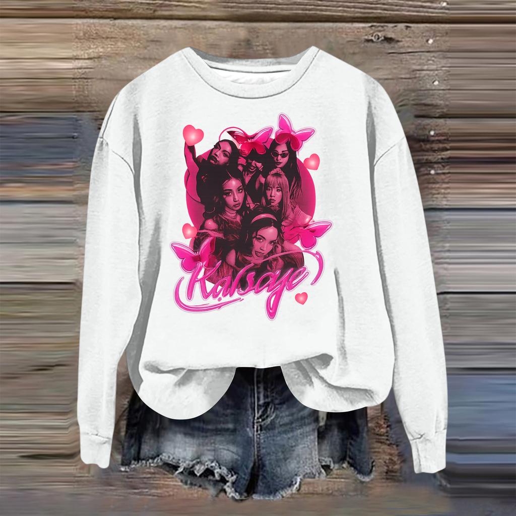 Women's Fashion Casual Long Sleeve Loose Printed Sweatshirt