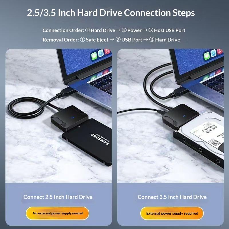 1 Set 3.5/2.5 Inch Ssd Hdd Hard Drive Disk Converter Sata To Usb 3.0 Adapter Cable Support Uasp 12V Us Eu