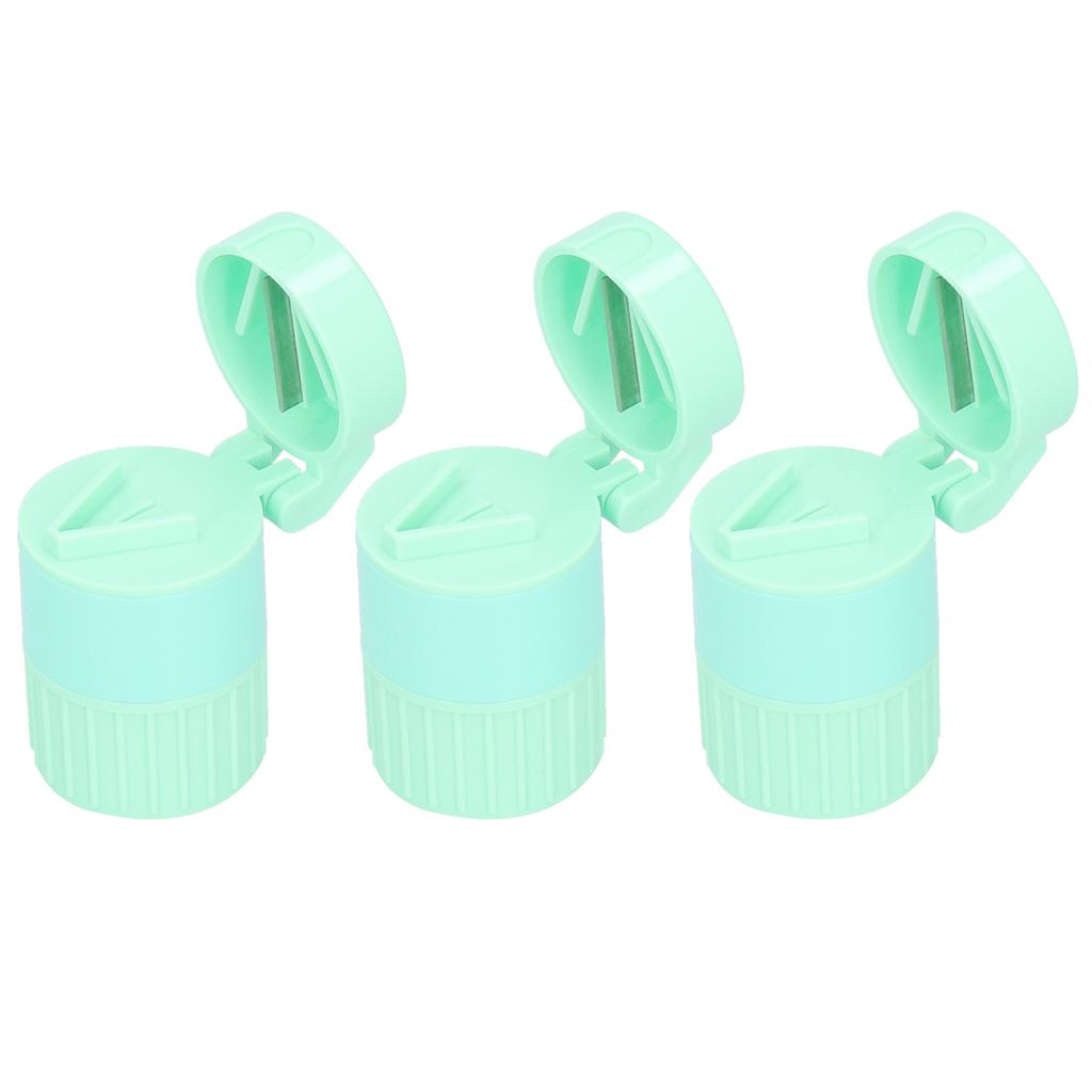 3pcs MultiFunctional Crusher Cutter Tablet Splitter Grinder Storage Box Accessory(Green )