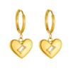 Gold Plated Stainless Steel Crystal Heart Hoop Earrings for Women