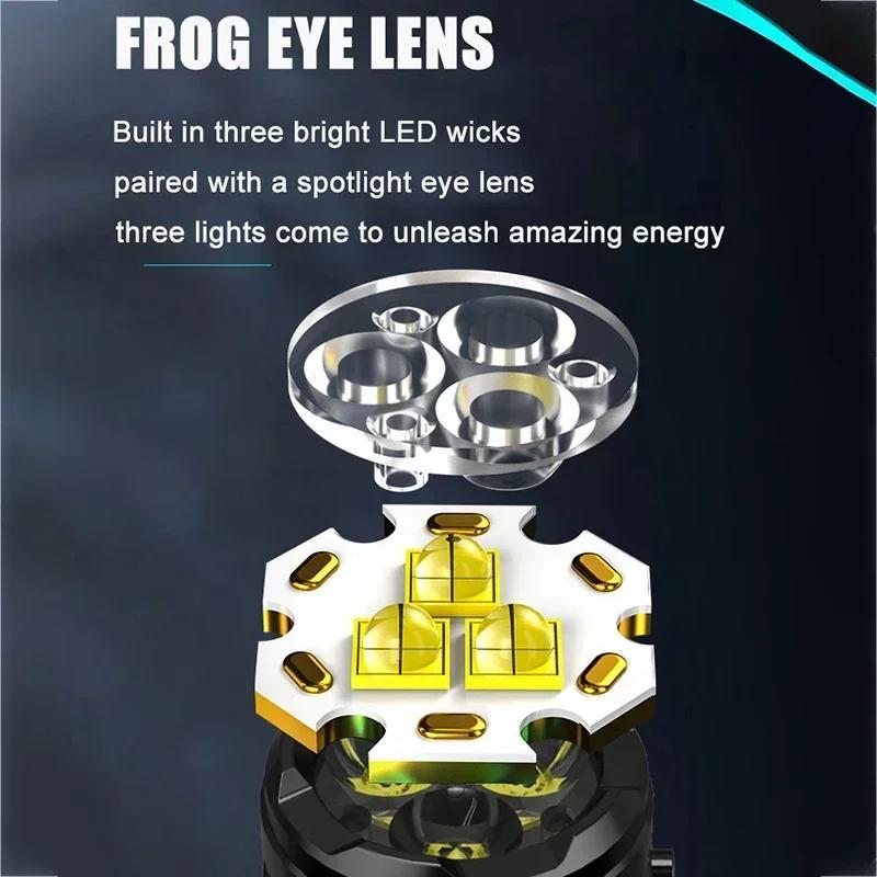 High Strong Power LED Flashlight Built-in Battery Type-C Rechargeable with Pen Clip Torch Outdoor Camping Emergency Lantern