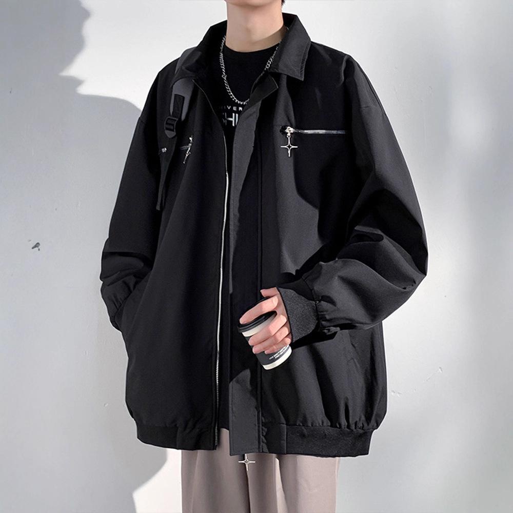 

Men s Trendy Lapel Casual Jacket - Spring/Autumn Quick Return, Loose Fit, Versatile Korean Style M чорний
