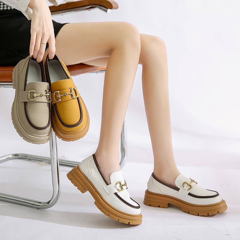Женские лоферы Британский стиль Круглый носок Платформа Скольжение на ...