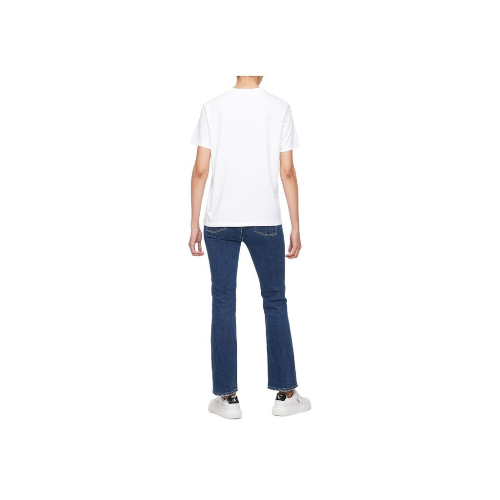 Calvin Klein Jeans Simple Letter Print Round Neck Short Sleeve T-Shirt Women Tops White 40WL259-YAA