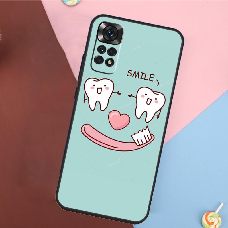 Cartoon Dentist Dental Crowned Teeth Cover For Xiaomi Redmi Note 13 Pro 14 12 11 9 10 9S 10S 11S 12S Redmi 14C 10C 12C 13C Case