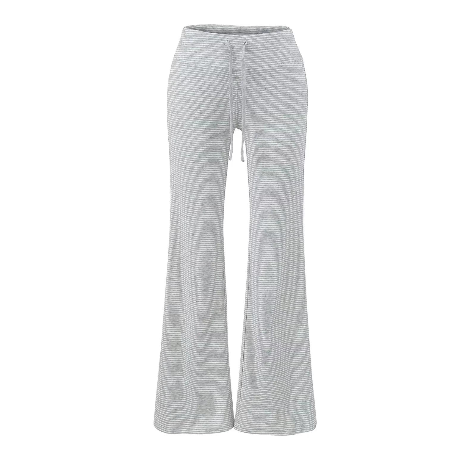 

High-Waisted Striped Micro-Flare Drawstring Pants - 2026 Spring Fashion, Versatile, Loose, Slimming, Casual Drape for Women Medium