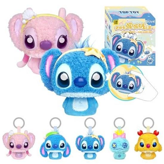 TOP TOY Disney Stitch Mochimochi Bouncing Fur Series Plush Pendant 1 Piece Gachapon Blind Box Figure Plastic Model Premium Birthday Present Character