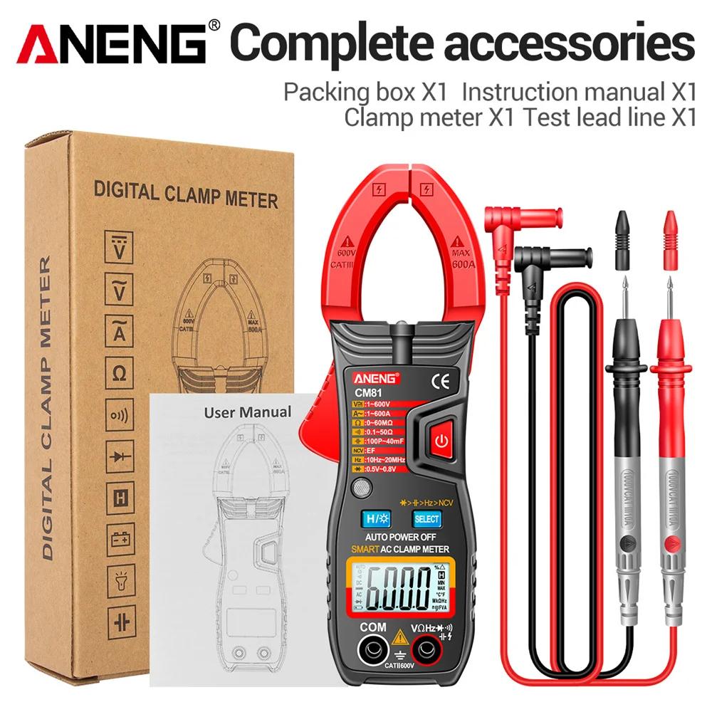 Aneng CM81 Clamp Meter Multimetro Multimeter AC/DC Voltage Meter AC Current Resistance Capacitance Diode NCV Smart Tester Tools with Digital Display