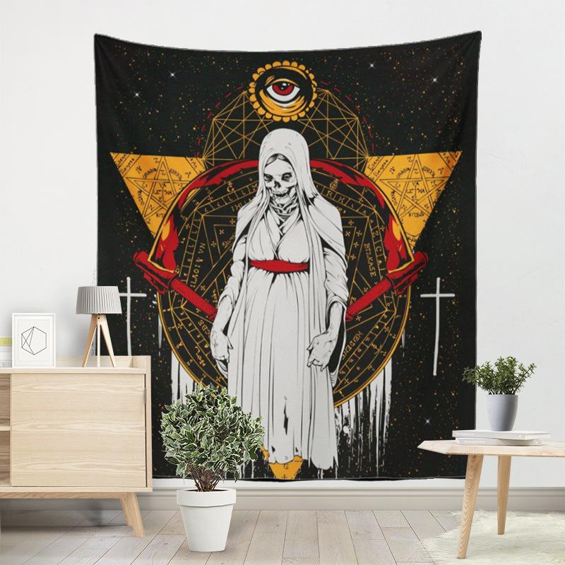 Bedroom Living Room Tapestry Horror Skull Tapestry Halloween Black and White Ghost Tapestry Tapestry Home Decor