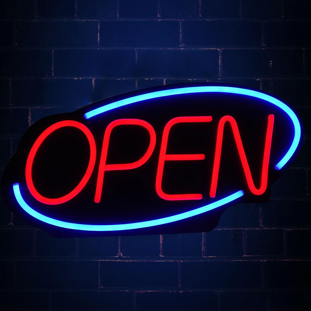 60x30cm Wall Sign "Open" Wall-Mounted Bar Light Sign, Modern Neon Sign,30W Adjustable Brightness 10-100%, Dimmable LED Open Sign