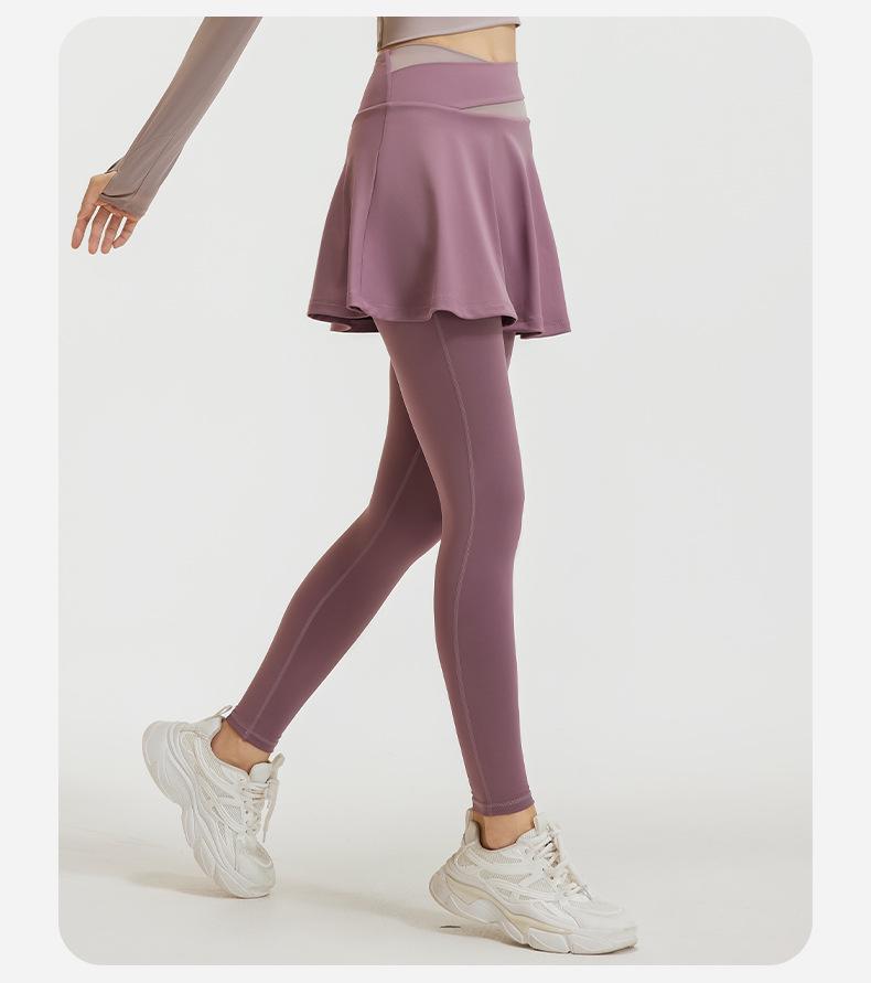 Juyitang High-Waist Two-Piece Yoga Skirt Leggings - Slimming, Anti-Exposure Fitness Wear for Women