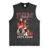 Canotta Senza Maniche Tupac Grafica Retro High Street Cotone Pesante