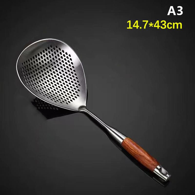 201 Stainless Steel Kitchenware Cooking Strainer With Wood Handle Pepper Seasoning Colander Sieve Utensils Filter Scoop Spoons