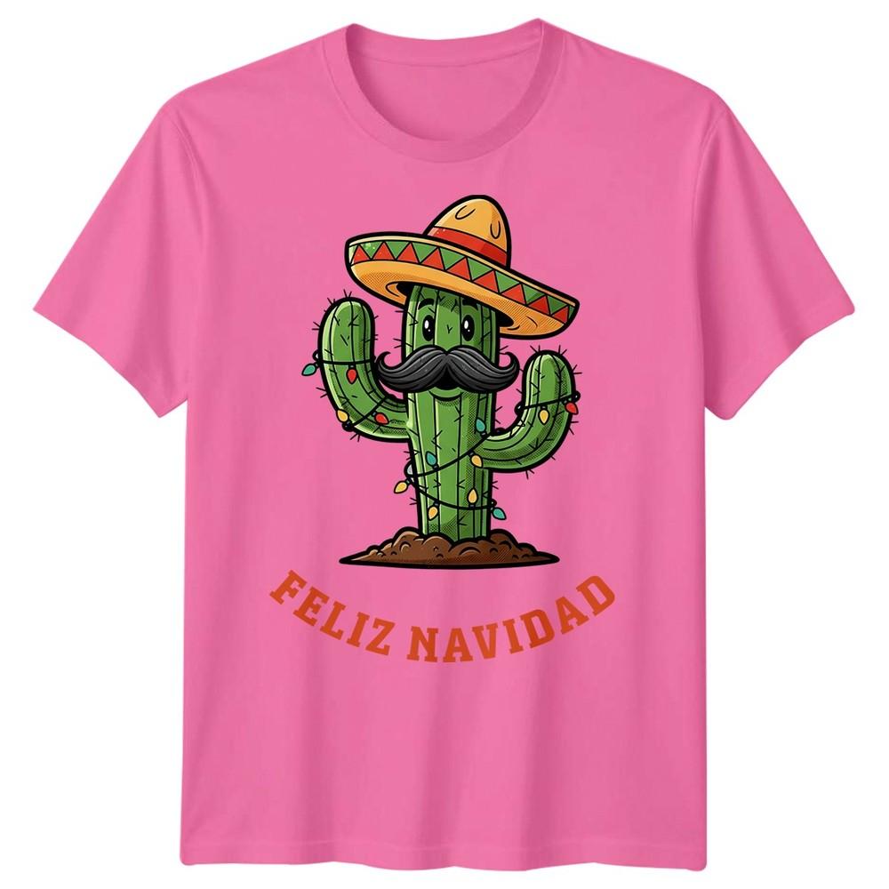 Cactus Feliz Navidad Christmas Holidays Unisexs TShirt Festive Sombrero Tee