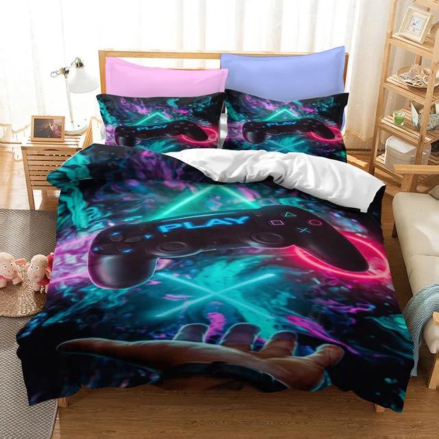 3d Digital Gamer Bedding Set Quilt Cover With Pillowcases Twin 2/3Pcs Video Game Comforter Cover Full Queen King Double Size