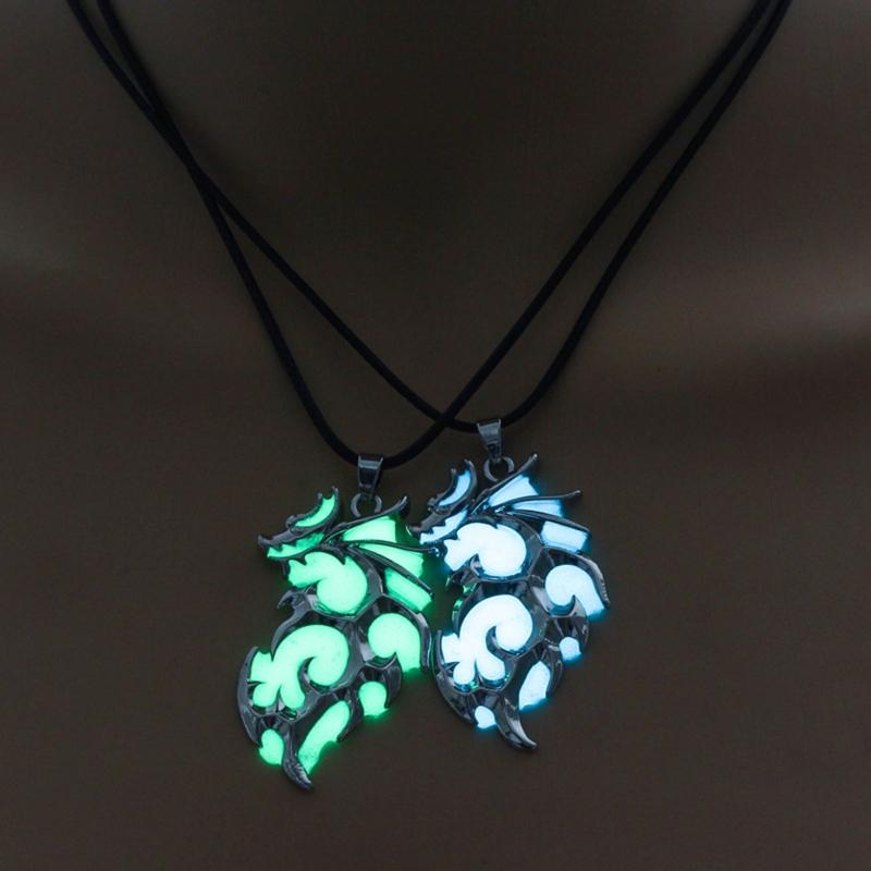 Flame Dragon Animal Necklace Pendant for Women Men Luminous Dragon Necklace Glow Dark  Dragon Jewelry Gifts